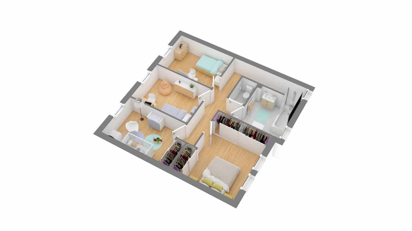 MMaisosn babeau Seguin Maison moderne contemporaine _SYMPHONIE_115-g1-axo_etage